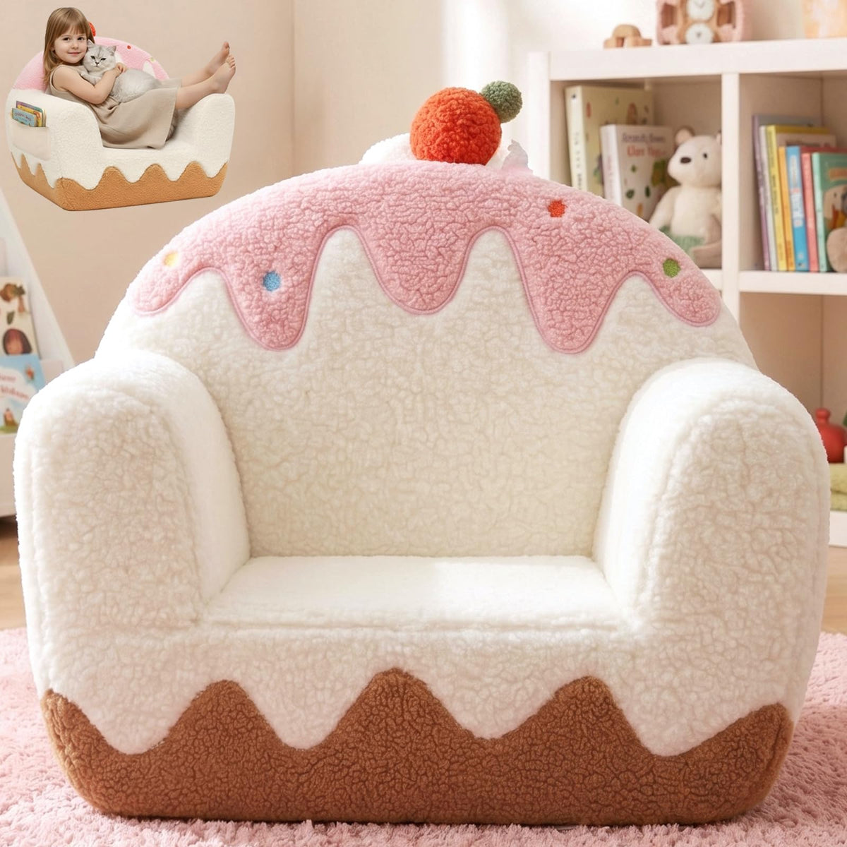 OUOZZZ Toddler Chair ice cream design, cozy seating for reading and playtime.