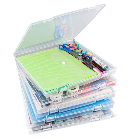 OUPSAUI scrapbook storage box front view highlighting sturdy construction for large paper storage.
