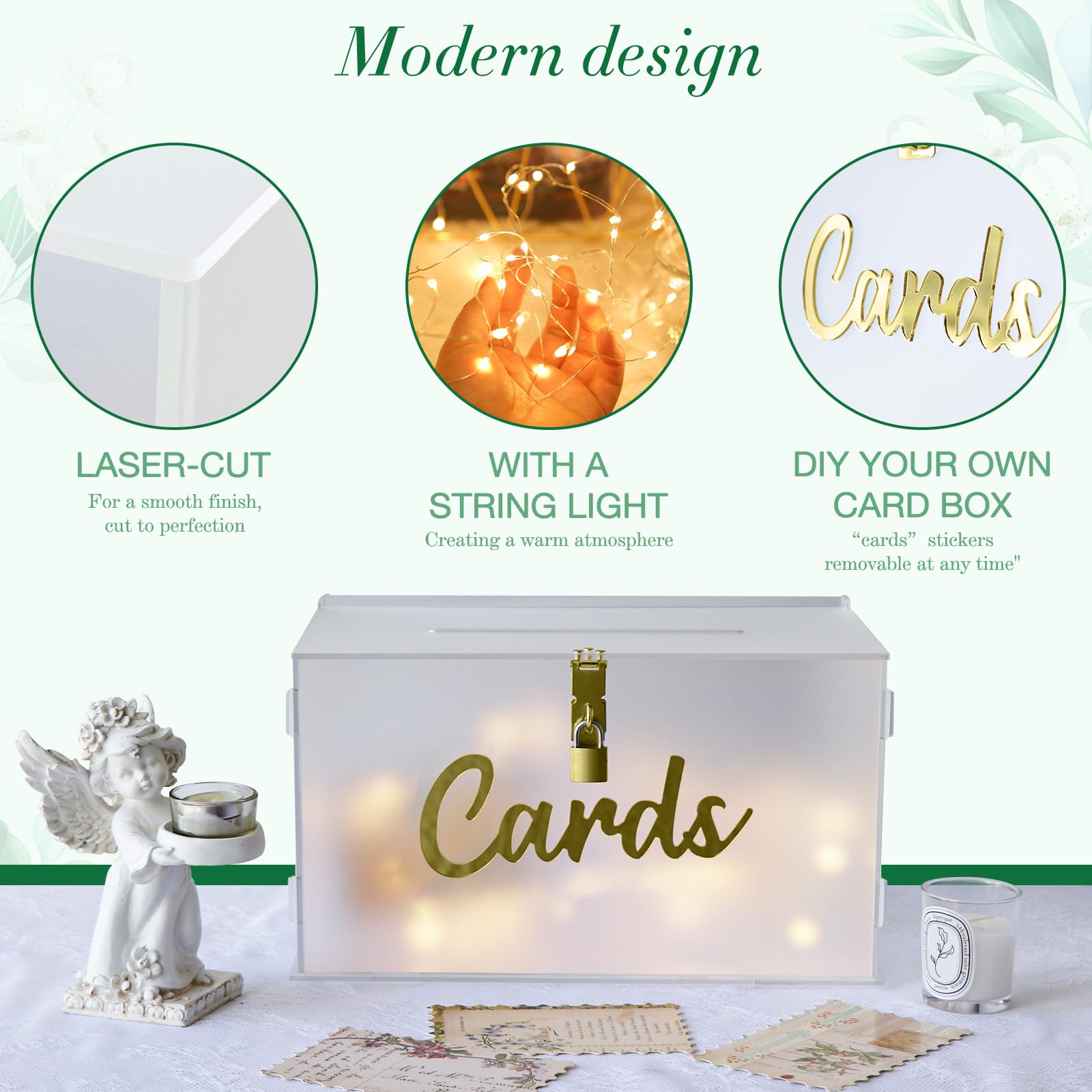 OurWarm assembled card box demonstrates easy setup for events.