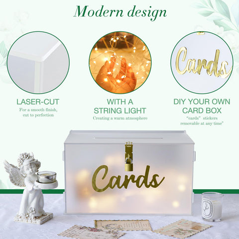 OurWarm assembled card box demonstrates easy setup for events.