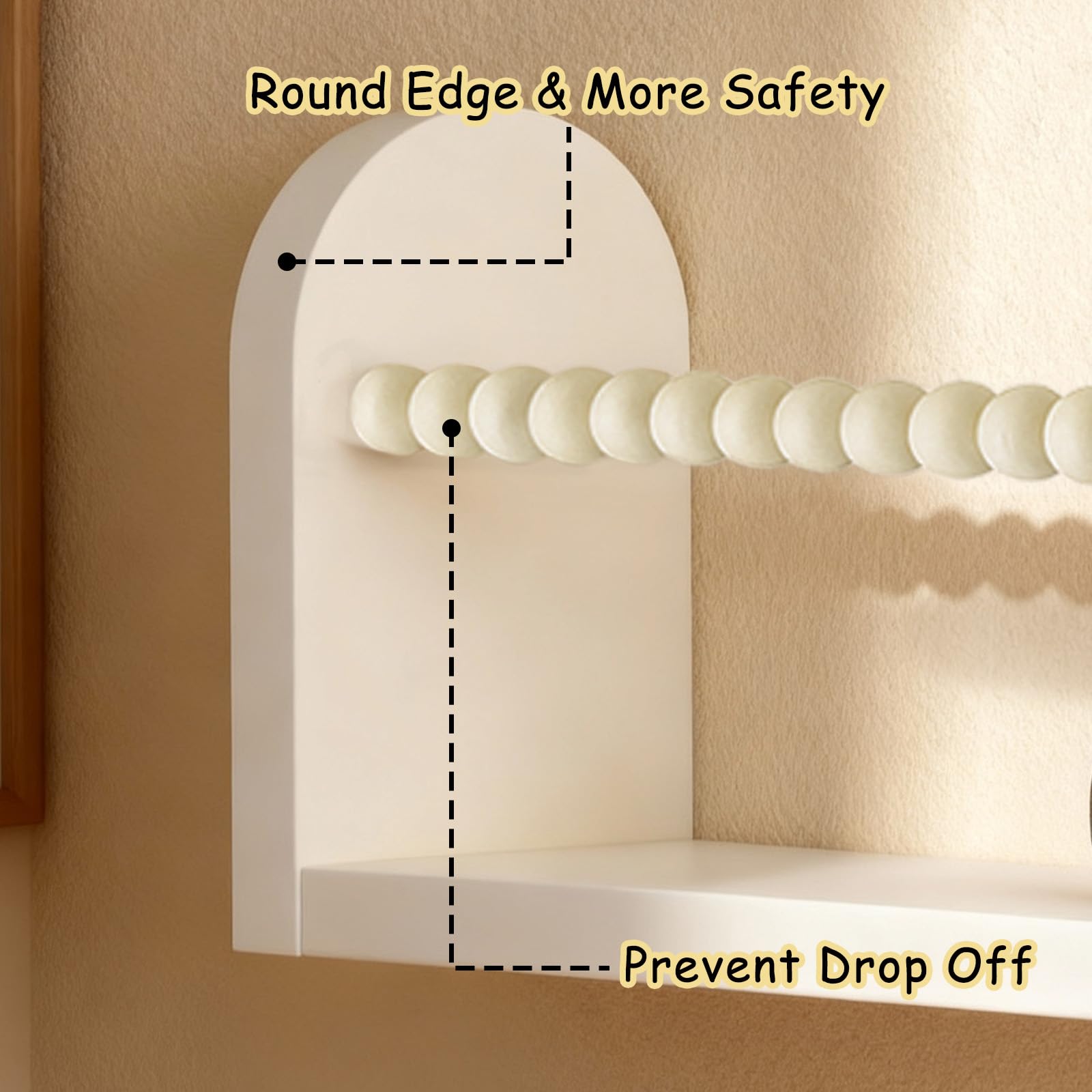 OurWarm space-saving wall shelves help keep rooms neat.