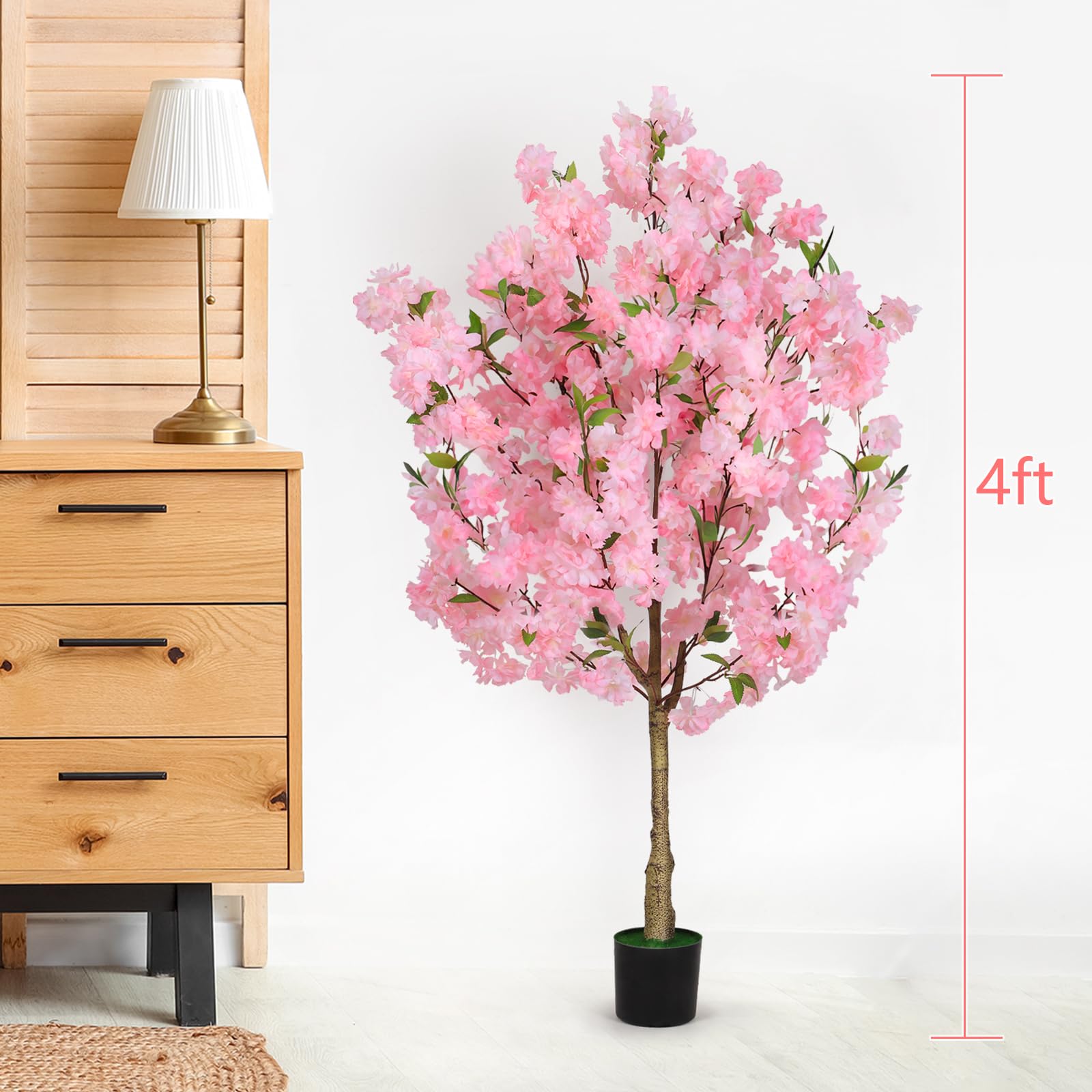 OUSHENG cherry blossom tree bedroom decor creates soft, inviting ambience.