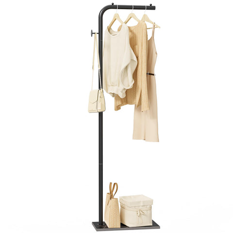 OUTBROS coat rack with L-shaped metal frame for organized clothes.