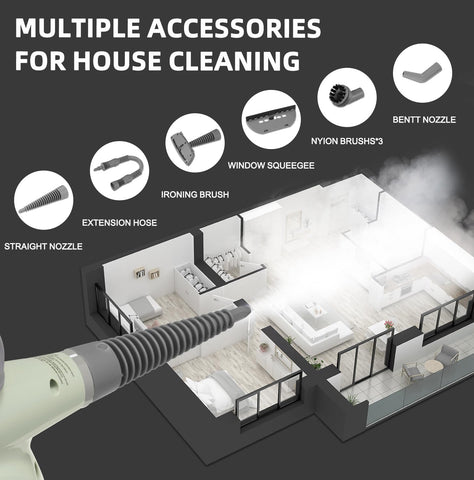 Outspurge cleaner's 13 accessories enable versatile home cleaning.