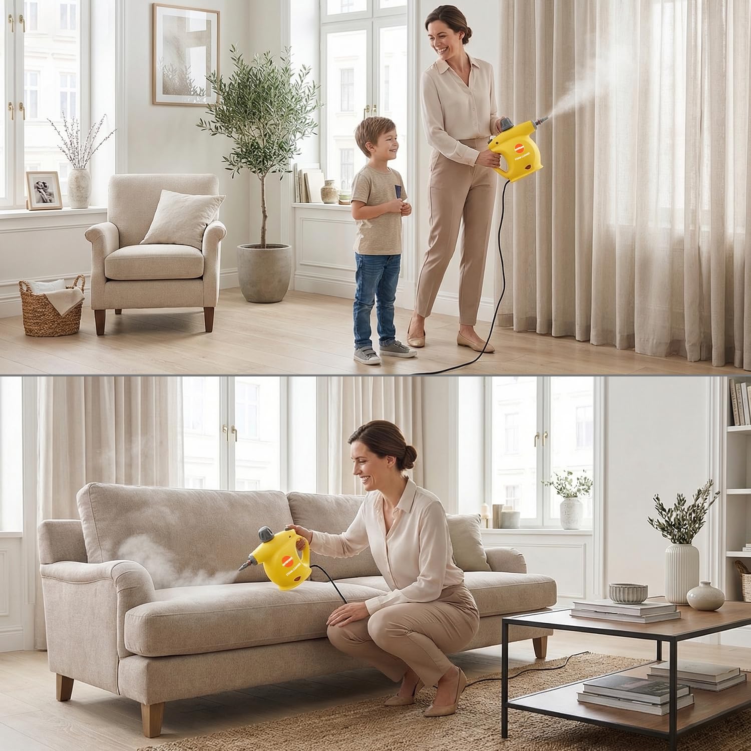 Outspurge steam cleaner car interior cleaning for spotless surfaces.