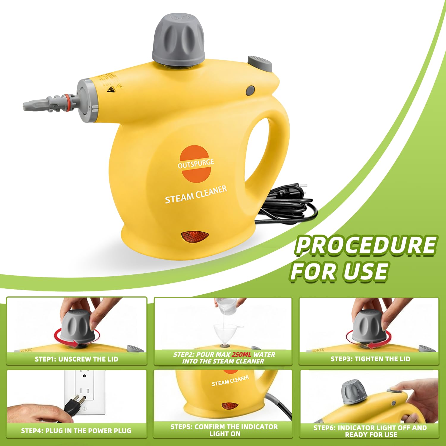 Outspurge steam cleaner upholstery cleaning showing refreshed fabrics.