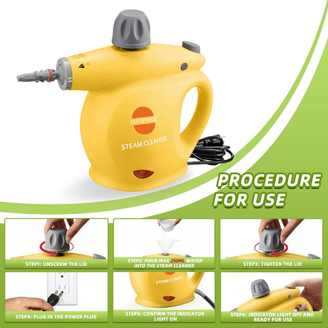 Outspurge steam cleaner upholstery cleaning showing refreshed fabrics.