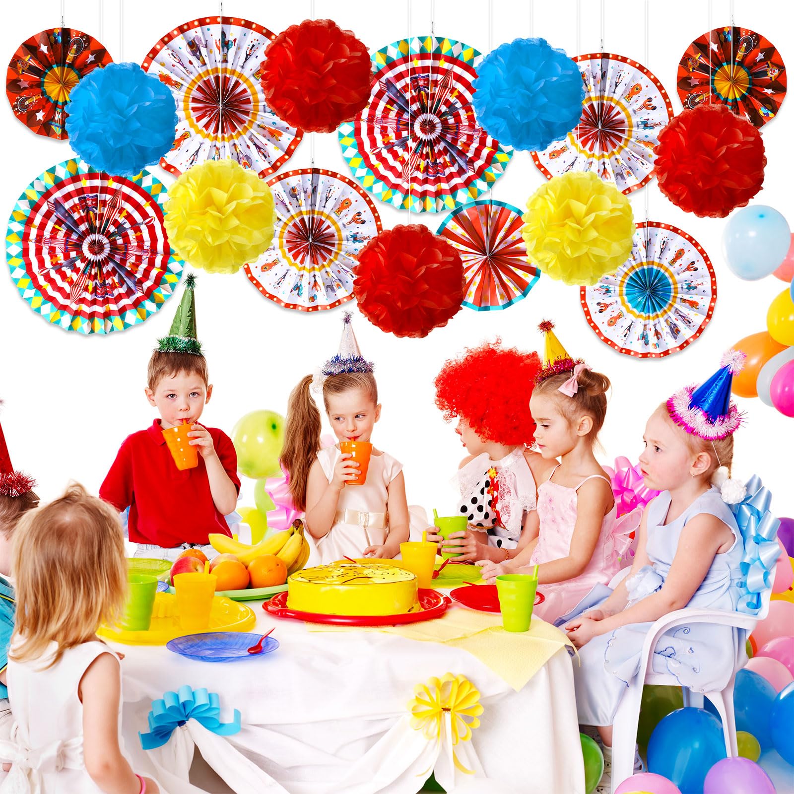 Outus carnival decoration set suits birthdays, baby showers, and classroom walls.