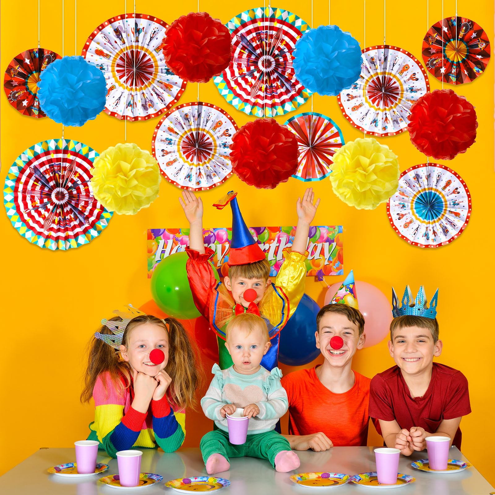 Outus easy-to-assemble circus decorations streamline setup and teardown.