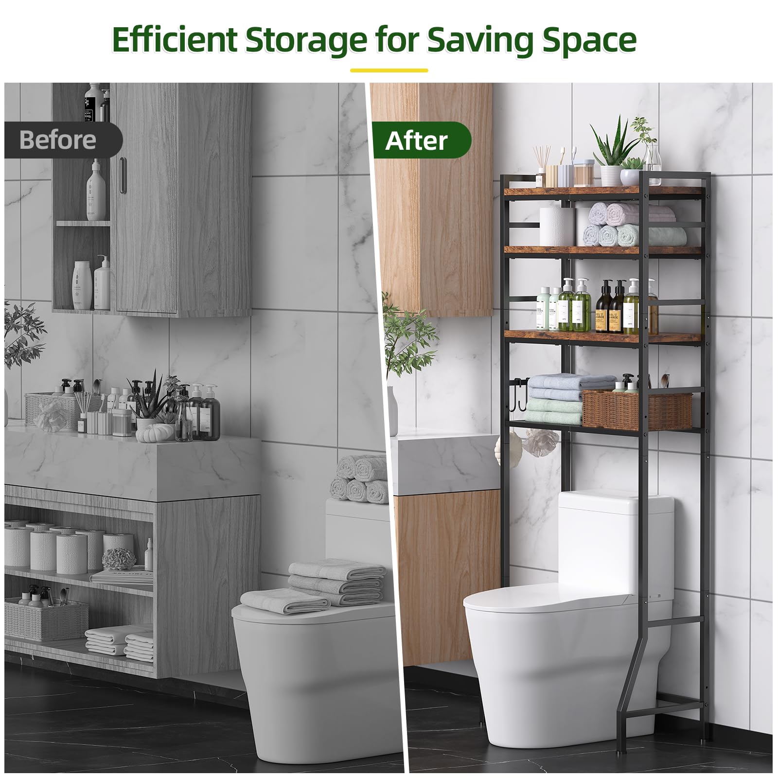 OUTWOLF over-the-toilet storage rack multipurpose shelf for towels, gadgets, and decor.