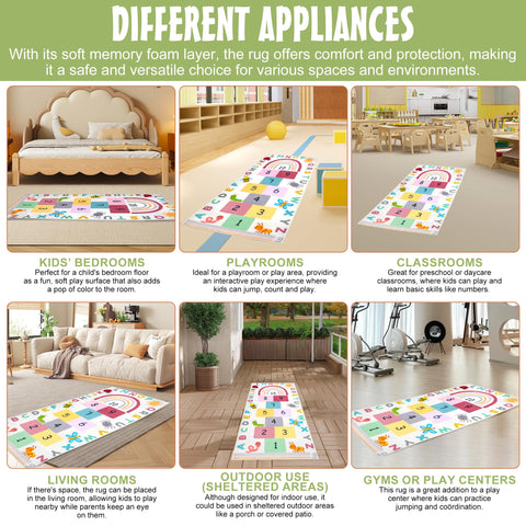 OVALLEY hopscotch rug non-slip back keeps play safe