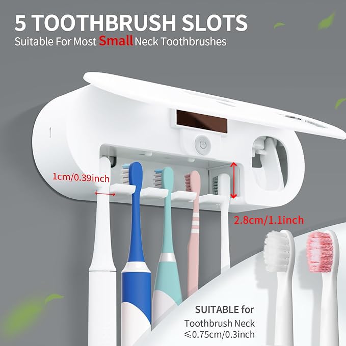 OVAS HOO toothpaste dispenser integrated into holder keeps toothpaste ready and mess-free.