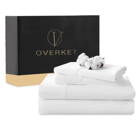 Overket queen flat sheet 1000tc Egyptian cotton offers premium softness and breathability.
