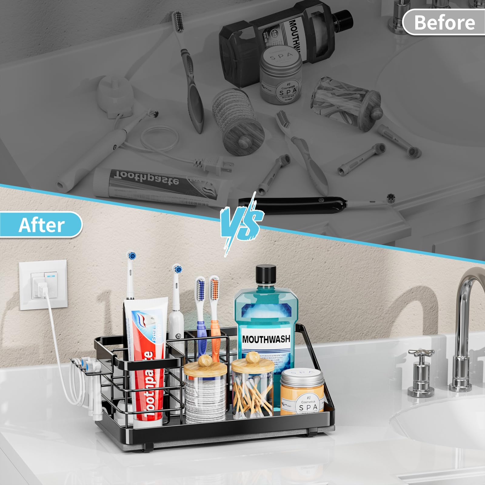 OVICAR compact 5-compartment design saves counter space in small bathrooms
