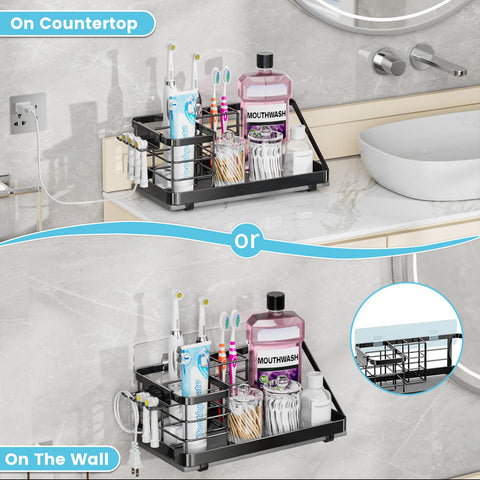 OVICAR toothbrush head organizer with charger slot compatible with Oral-B and Sonicare