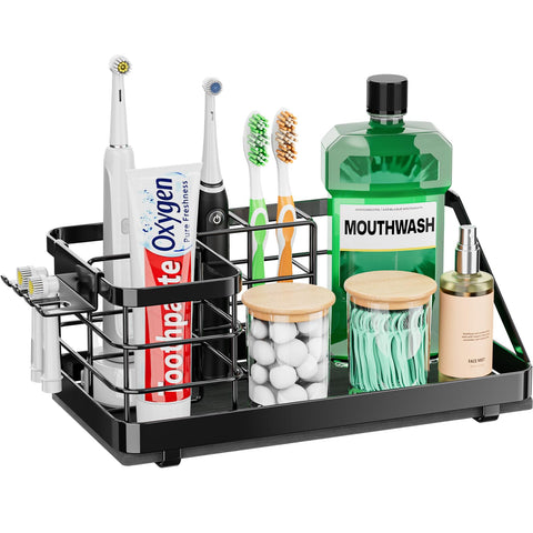 OVICAR toothbrush holder with instant-drying diatomite pad keeps the counter dry