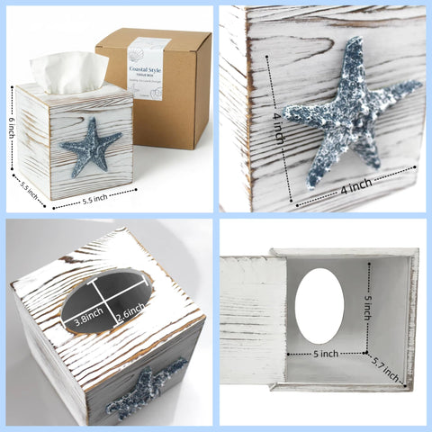 Ovimyne wooden tissue box cover fits most standard boxes for easy styling.