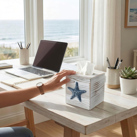 Ovimyne 3D starfish accent enhances nautical bathroom or coastal living spaces.