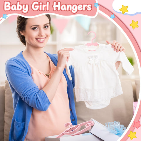 Ovveroche 100-pack pink baby hangers packaging showing bulk value