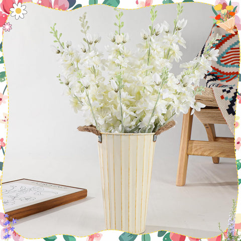 Lifelike delphinium blooms by Ovveroche add year-round charm to weddings and homes.
