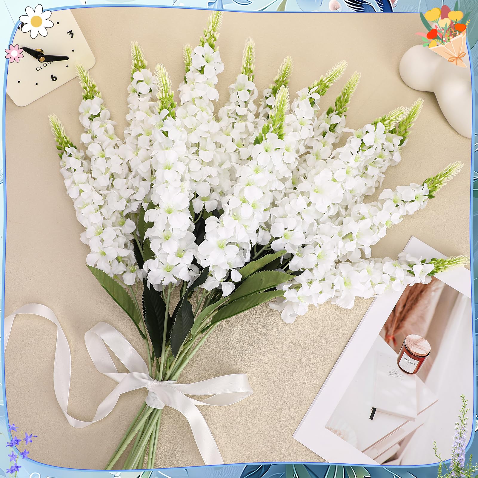 Ovveroche Delphinium table decor silk flowers brighten living spaces
