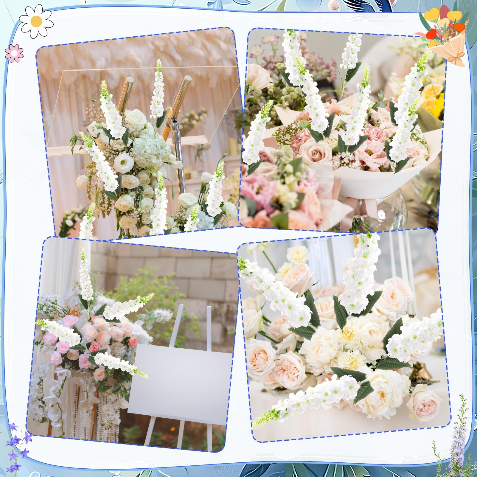 Ovveroche Delphinium wedding centerpiece silk flowers for elegant reception decor