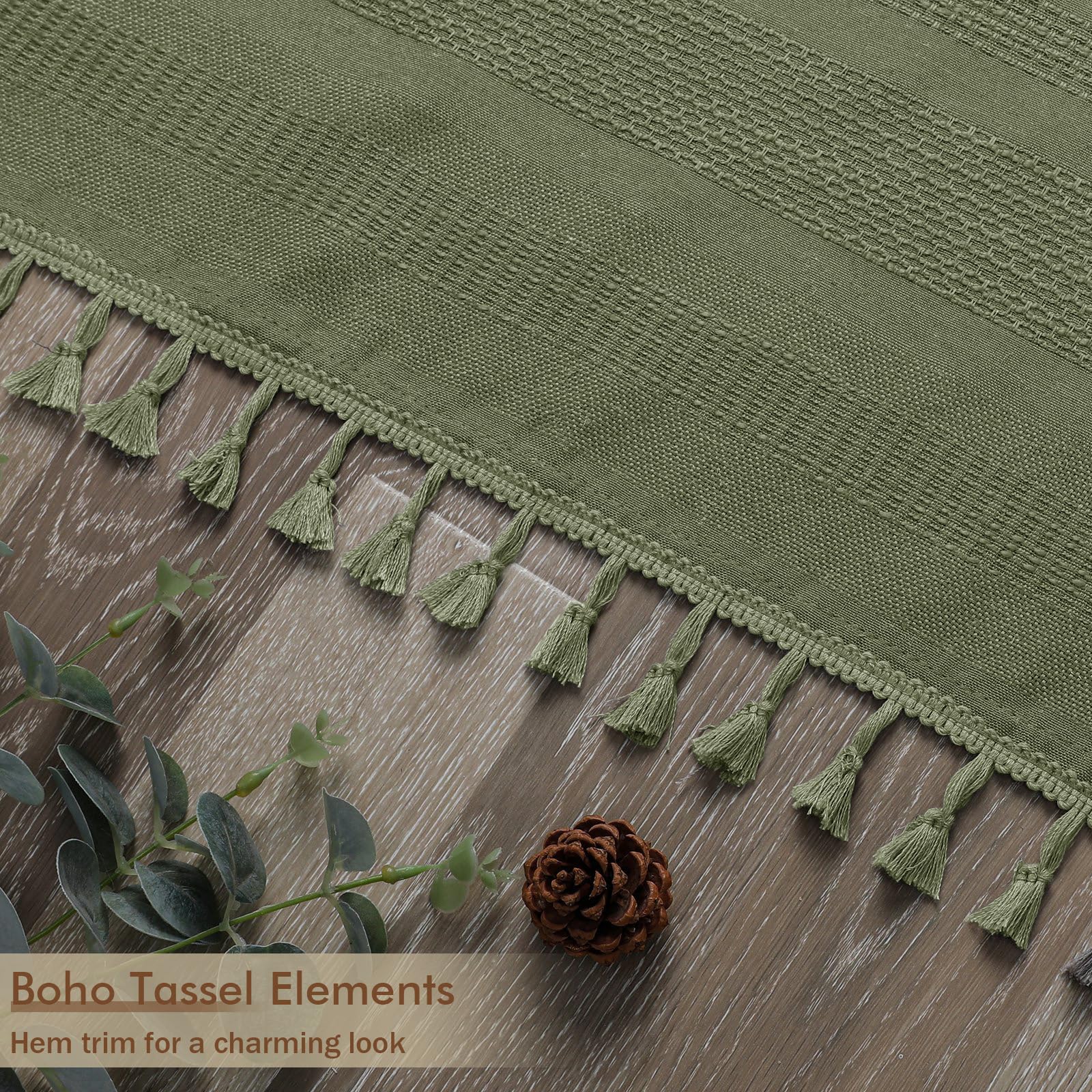 OVZME Sage Green Curtain fabric texture feels soft and durable
