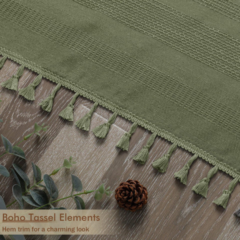 OVZME Sage Green Curtain fabric texture feels soft and durable