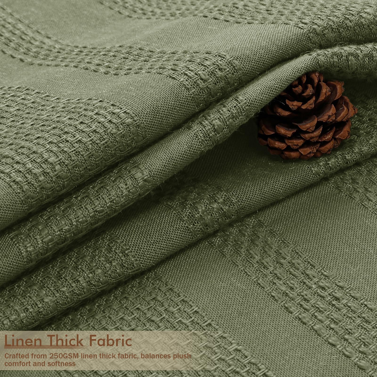 OVZME Sage Green Shower Curtain tassel detail adds boho charm