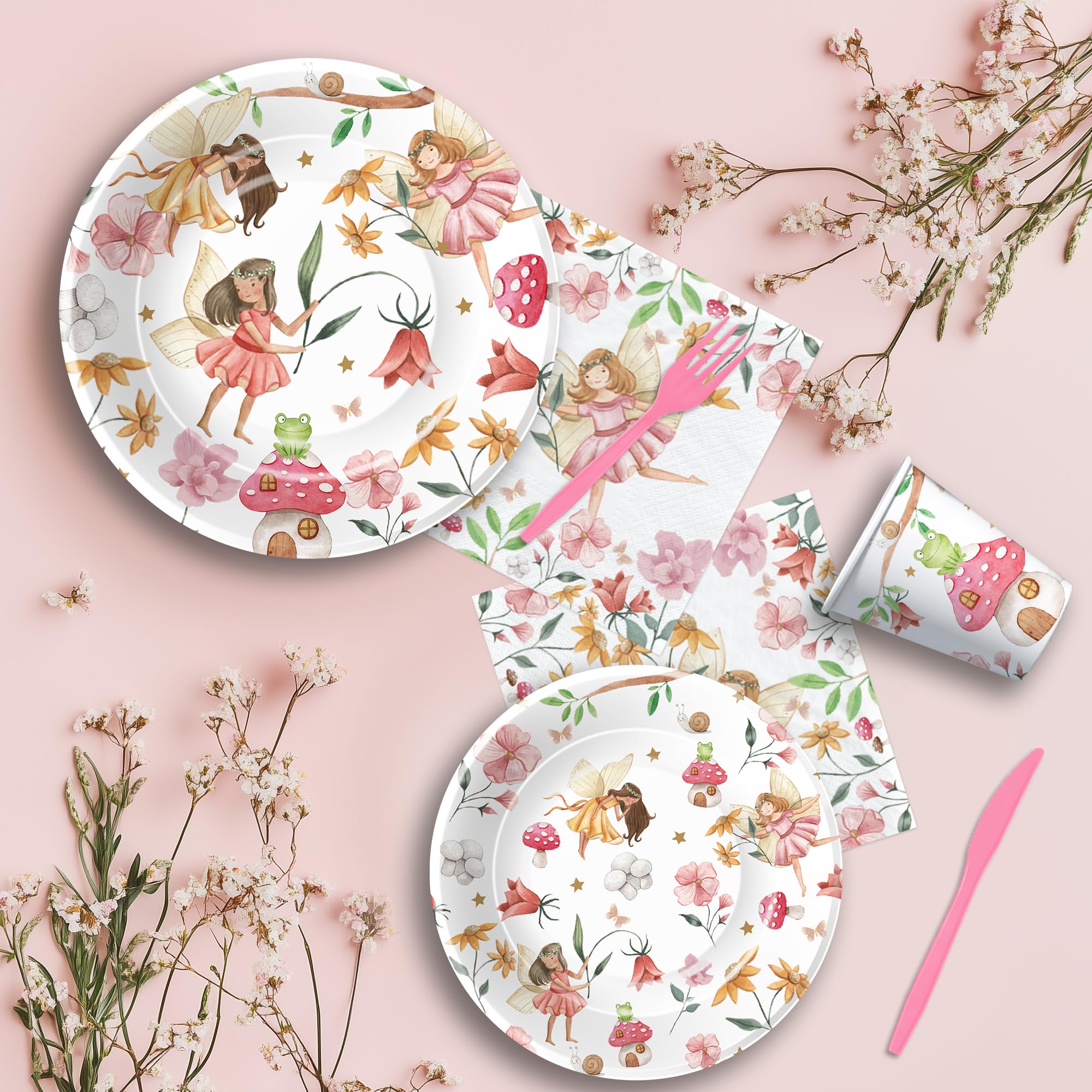 Owelleny fairy tablecloth helps protect surfaces while the party shines.
