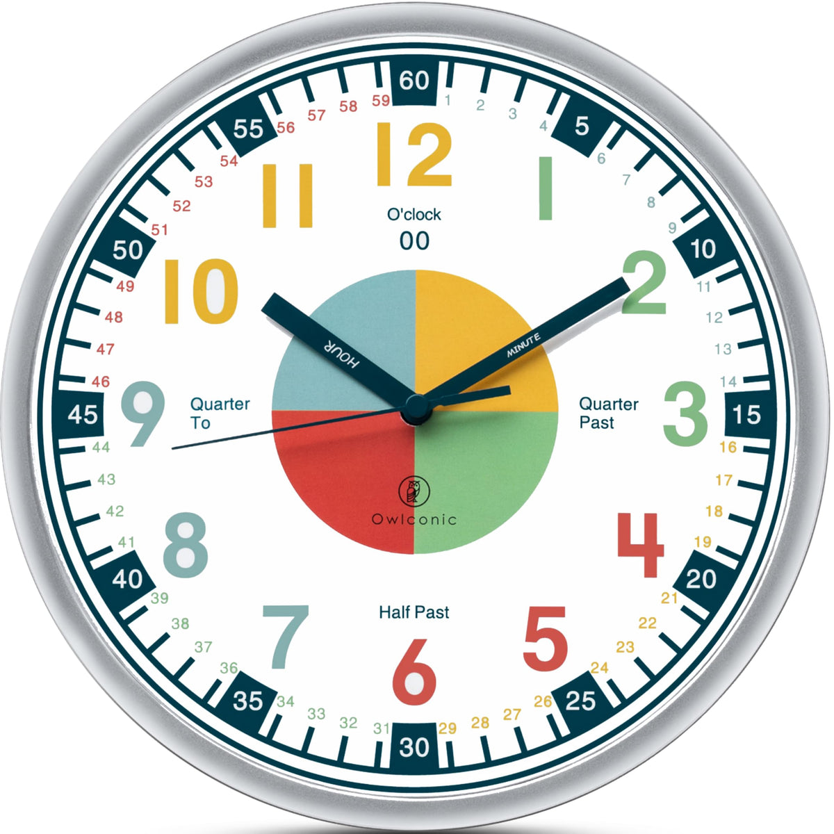 OWLCONIC Clock for Kids in classroom colors improves focus during lessons.