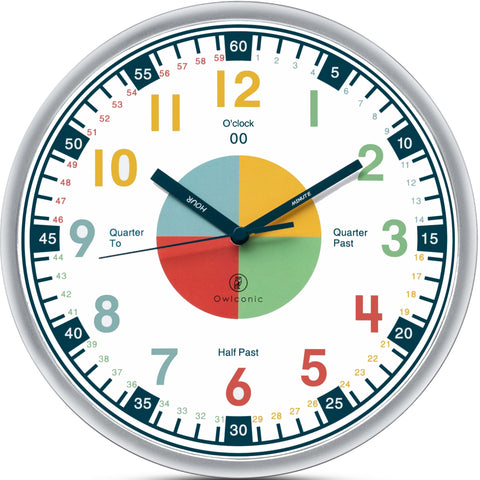 OWLCONIC Clock for Kids in classroom colors improves focus during lessons.