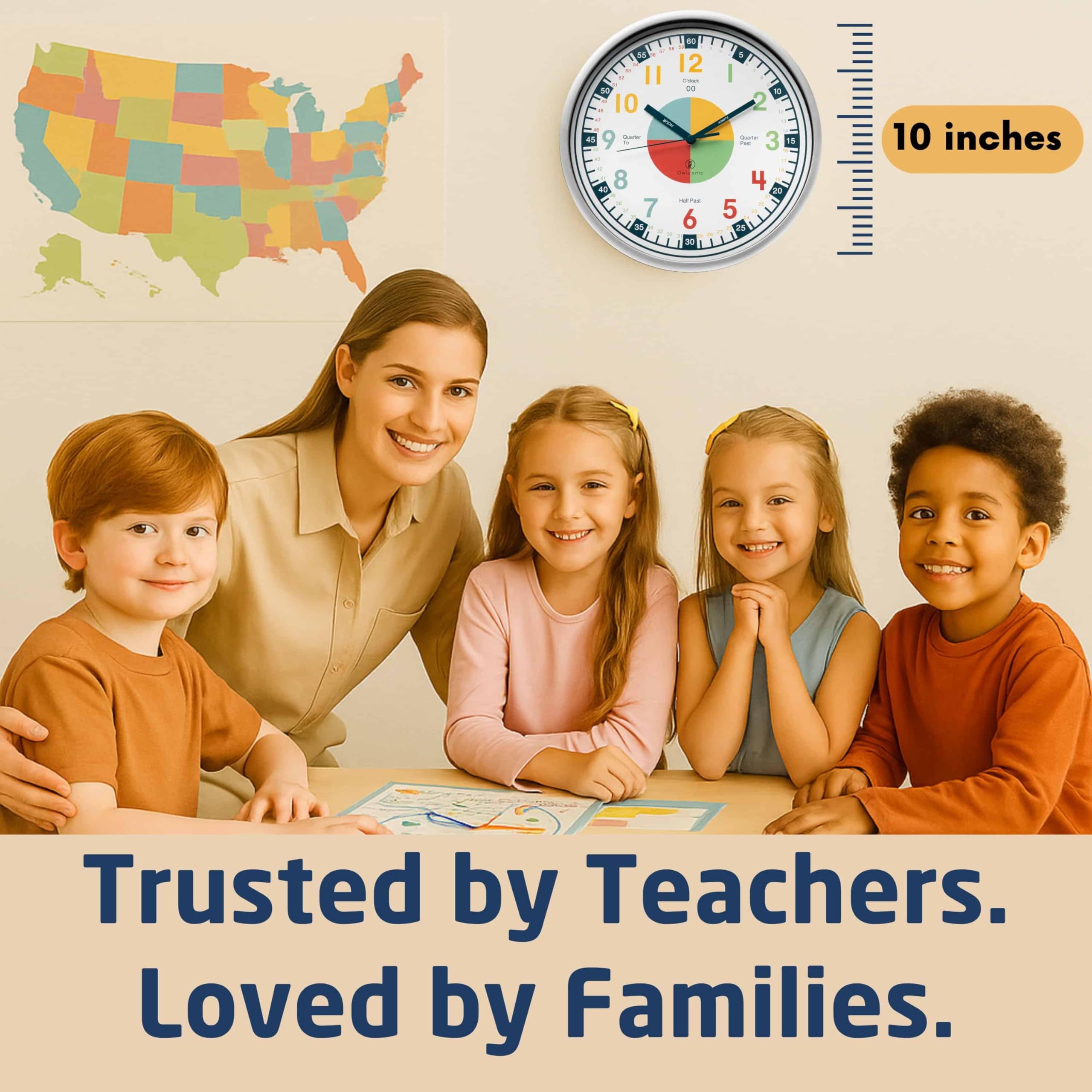 OWLCONIC Multicolor dial adds friendly, engaging design for kids.