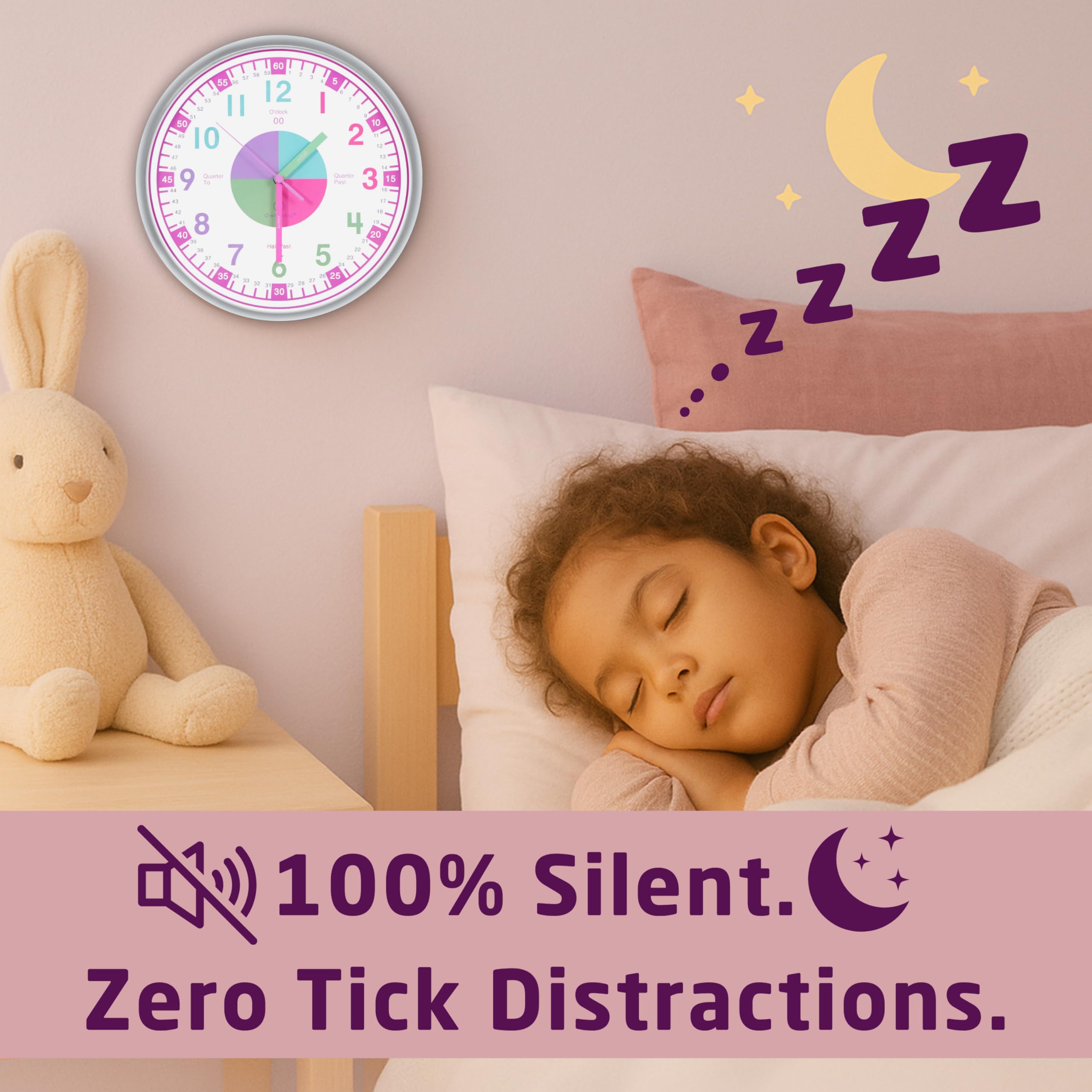 OWLCONIC kid clock on a bedside wall invites quiet evenings and improved bedtime routines