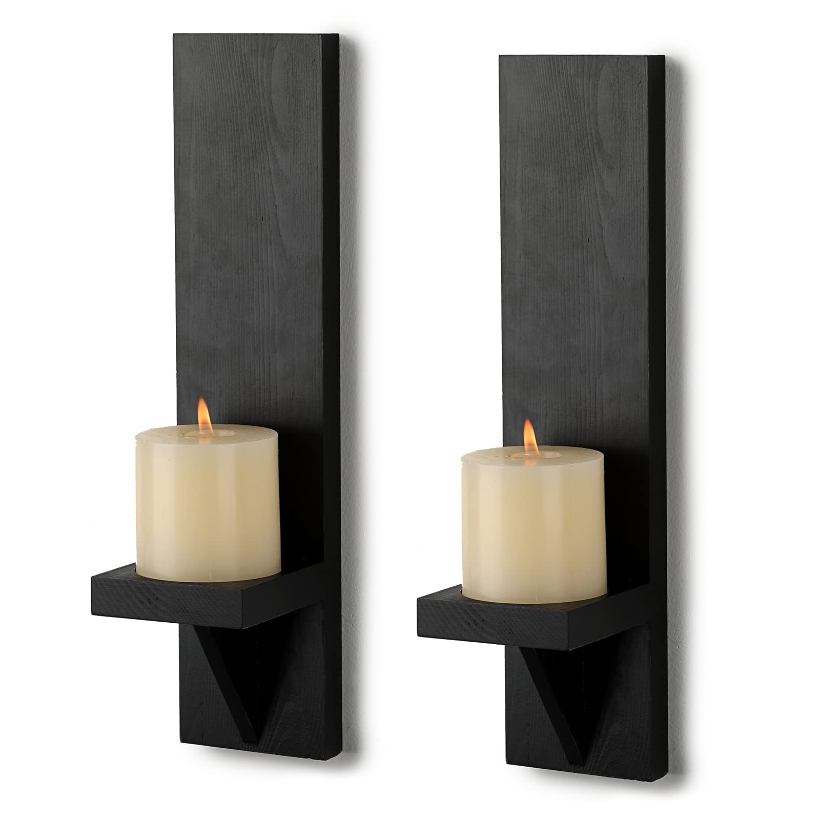 OwnMy wooden wall candle sconce set adds warm ambience to living spaces.