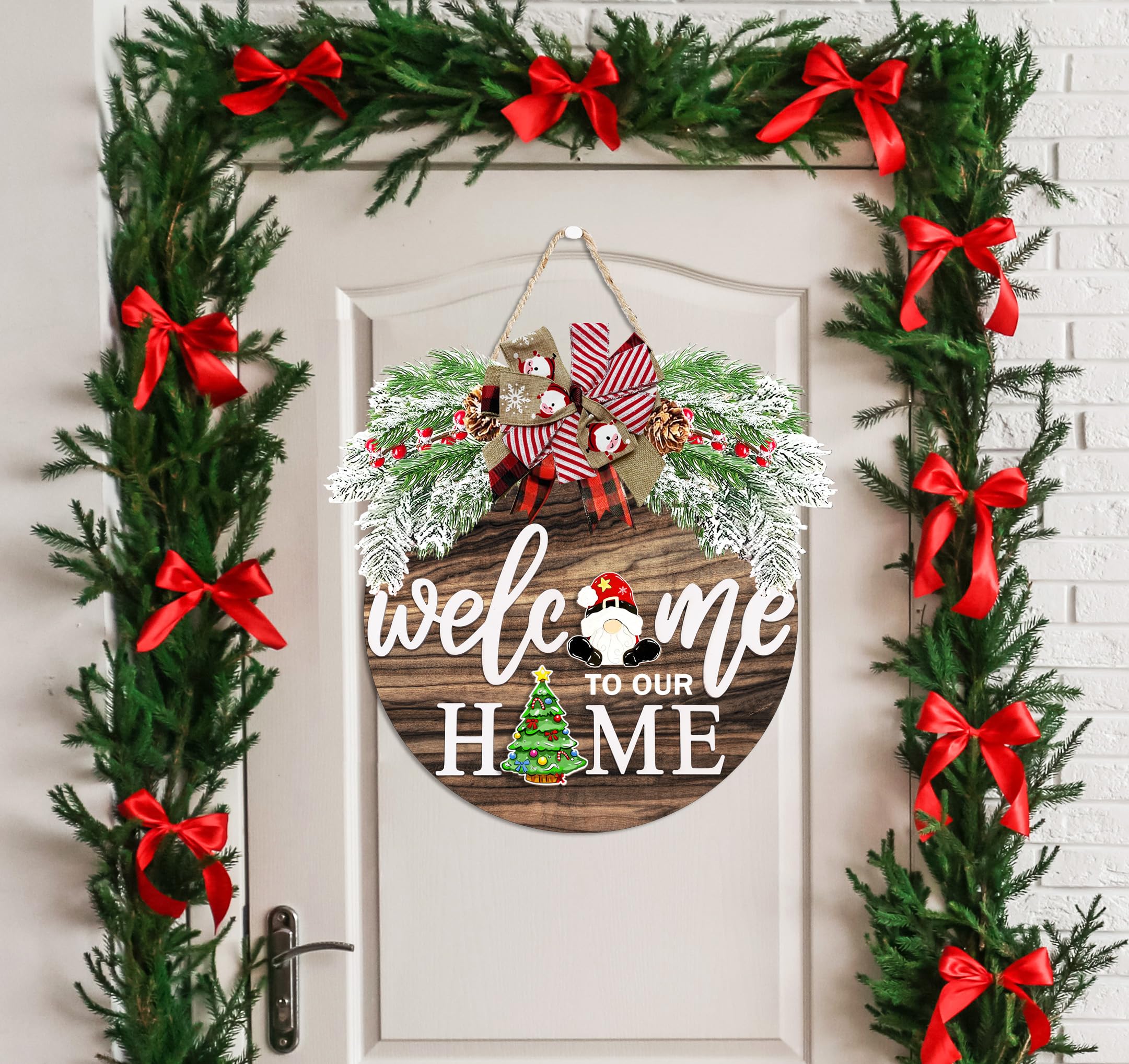 OWUH snowman pendant provides a playful holiday accent on the sign.