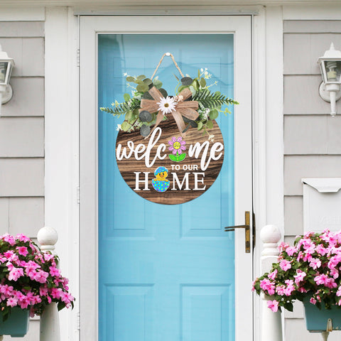 OWUH summer wreath front door image creates vibrant, welcoming entry.