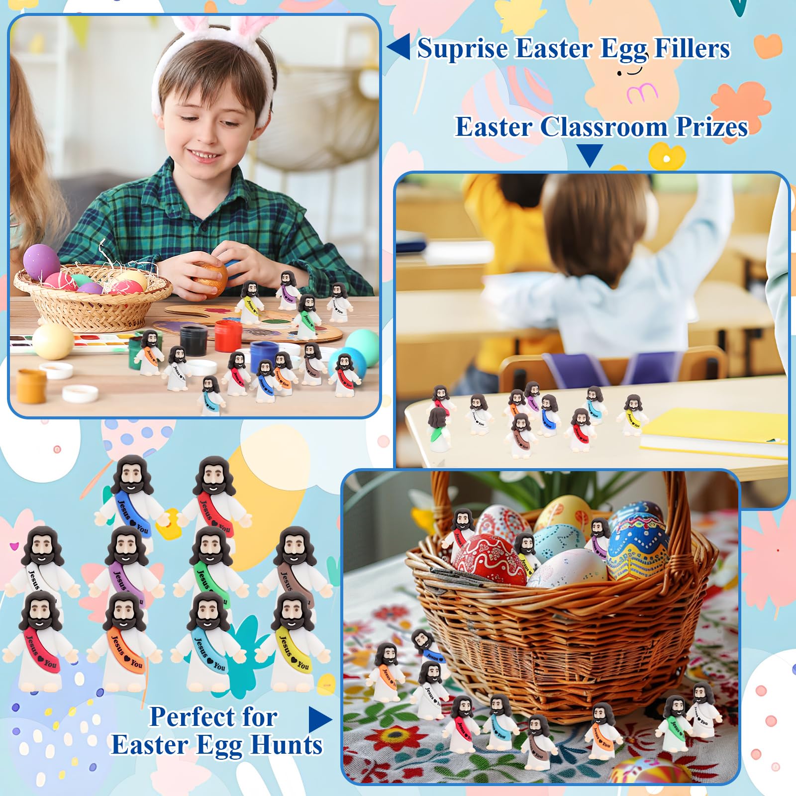 Owurha Jesus Love You shineblue mini figurine offers a charming Easter or baptism keepsake