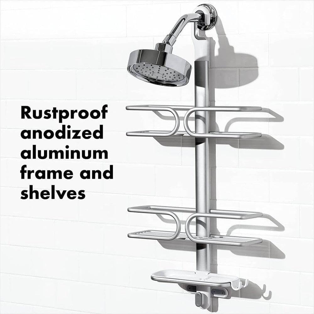 Large soap dish with removable tray shown holding bars and pumps neatly