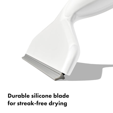 OXO Good Grips Aluminum Extendable Squeegee effectively cleans car windows and bathroom surfaces