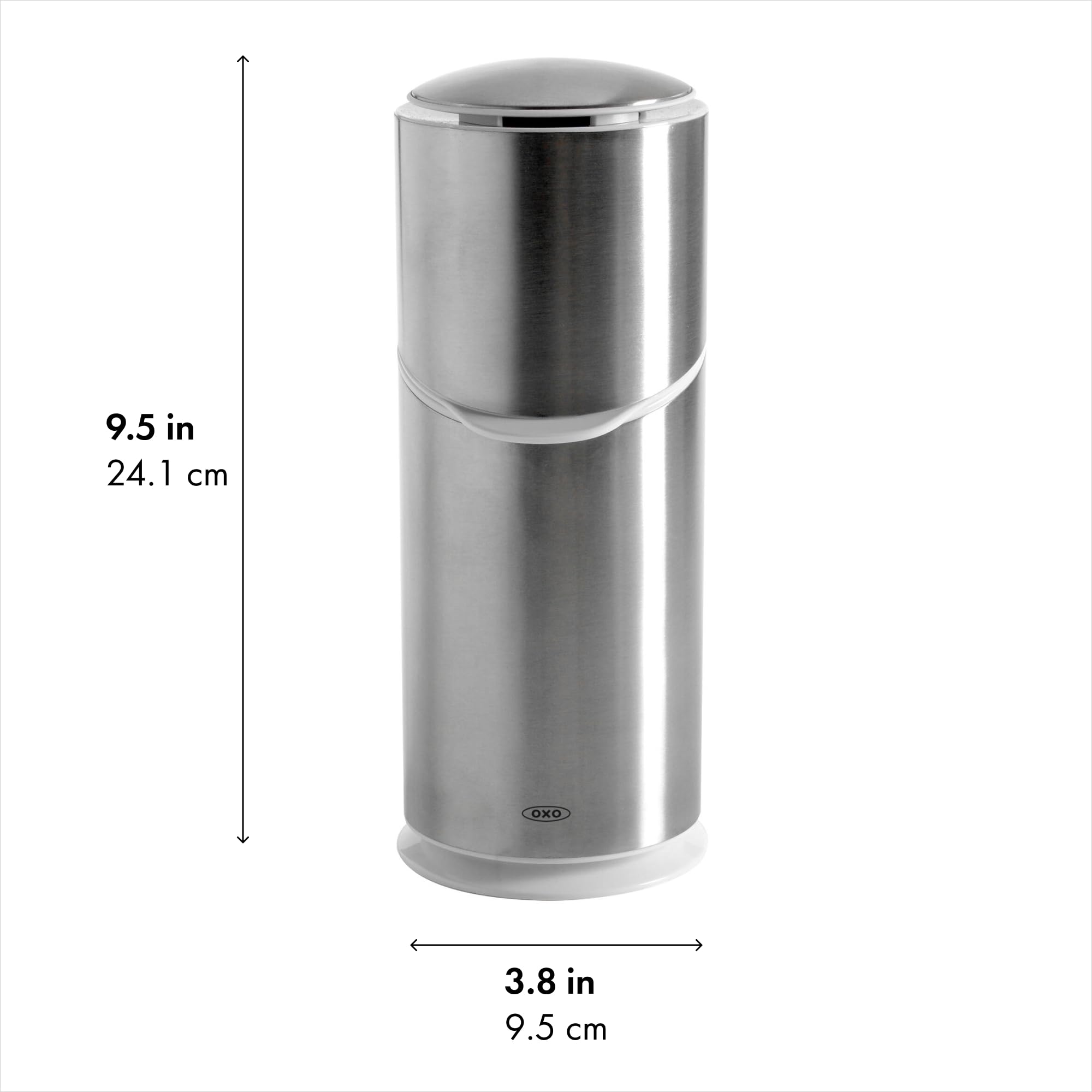OXO Good Grips bathroom countertop setup with sleek stainless steel finish