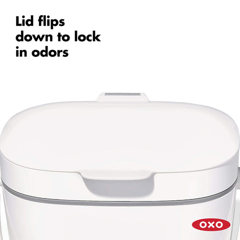 OXO Good Grips compost bin with bags tucked inside for a neat look.