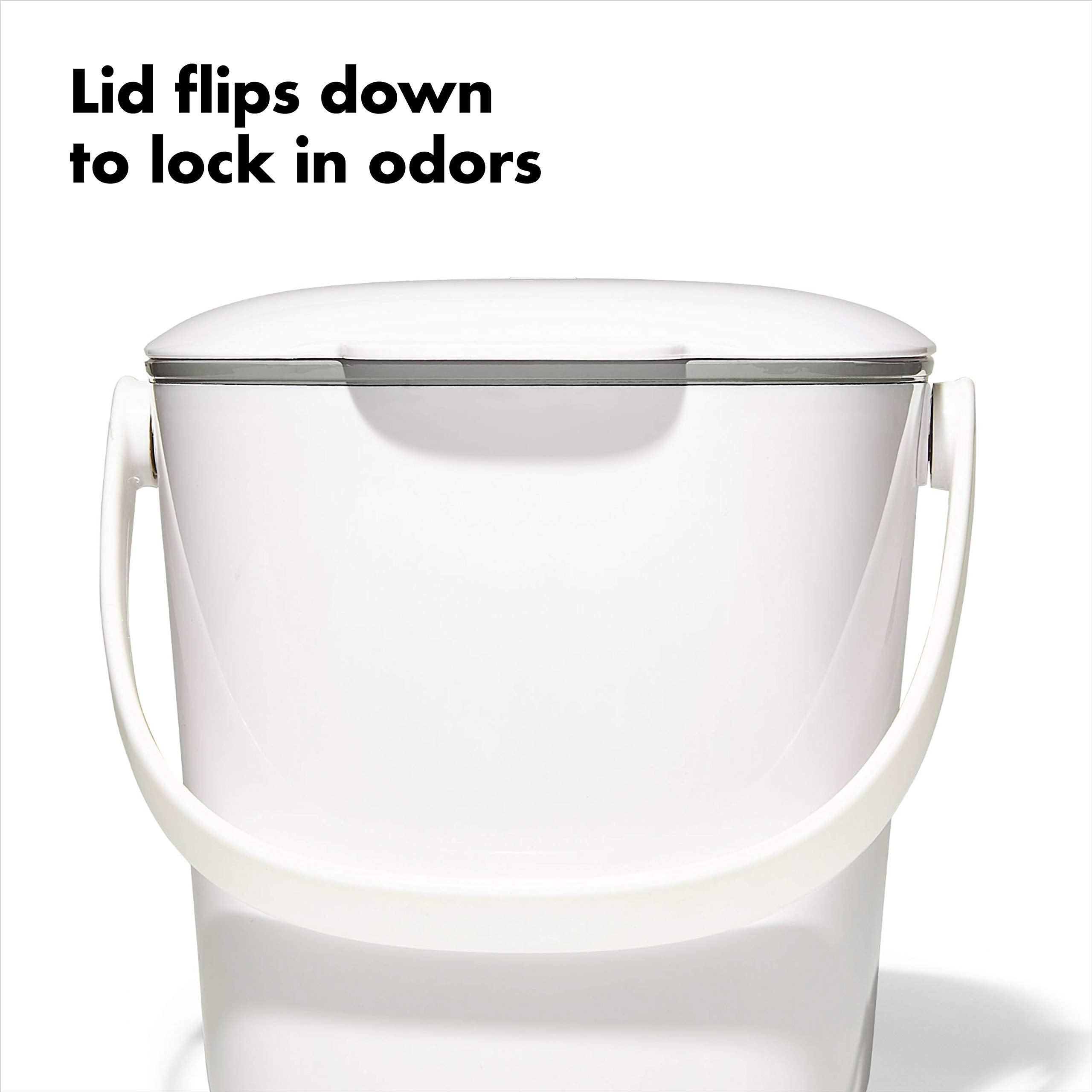 OXO Good Grips compost bin contoured bottom aids easy emptying.