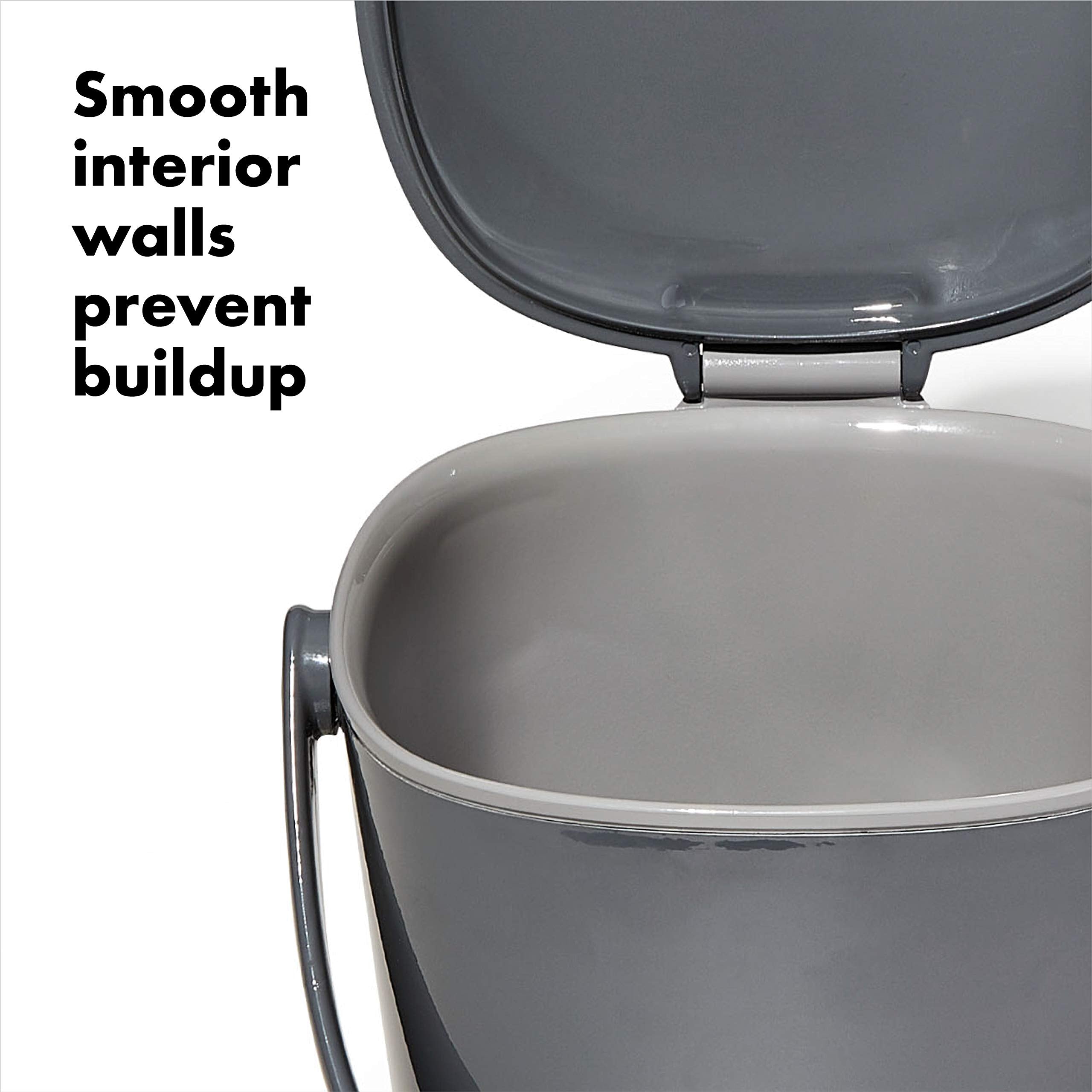 OXO Good Grips compost bin interior with smooth walls prevents buildup and mess.