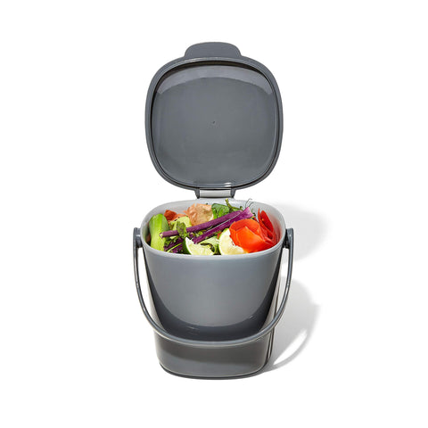 OXO Good Grips charcoal bin locks in odors for a fresher kitchen.