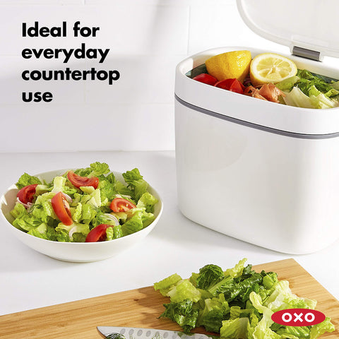 OXO Good Grips compost bin interior, smooth surface simplifies cleaning.