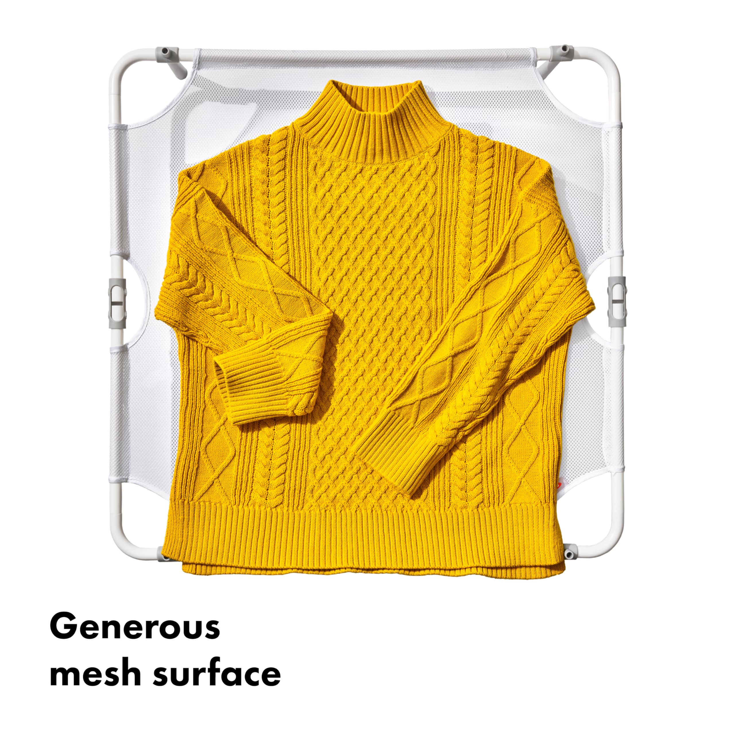 OXO Good Grips Folding Sweater Dryer mesh surface supports fast, gentle drying of delicates