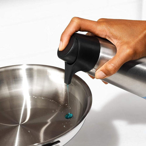 Brushed stainless steel body and stable base support steady use.