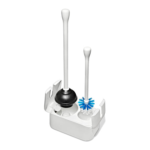 OXO Good Grips toilet brush in canister keeps bathroom tidy and discreet.