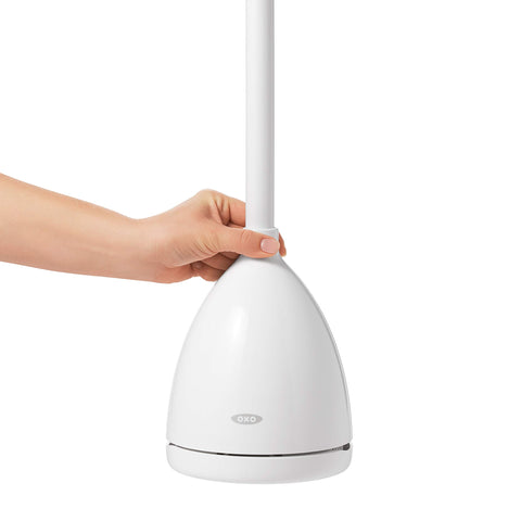 OXO Good Grips compact design keeps the bathroom uncluttered and ready.